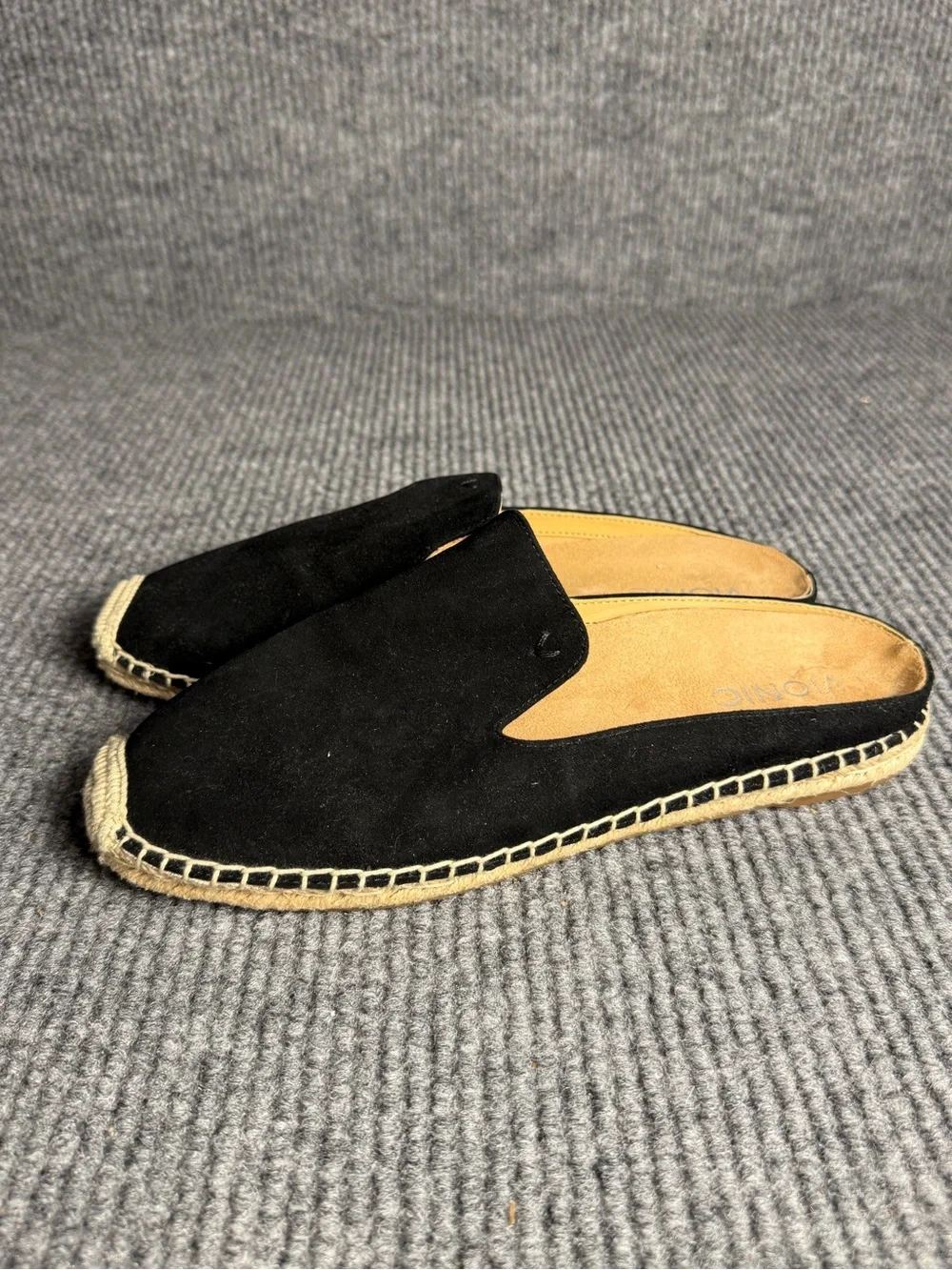 Vionic Santorini Black Suede Espadrille Mule Slides Size 9.5
